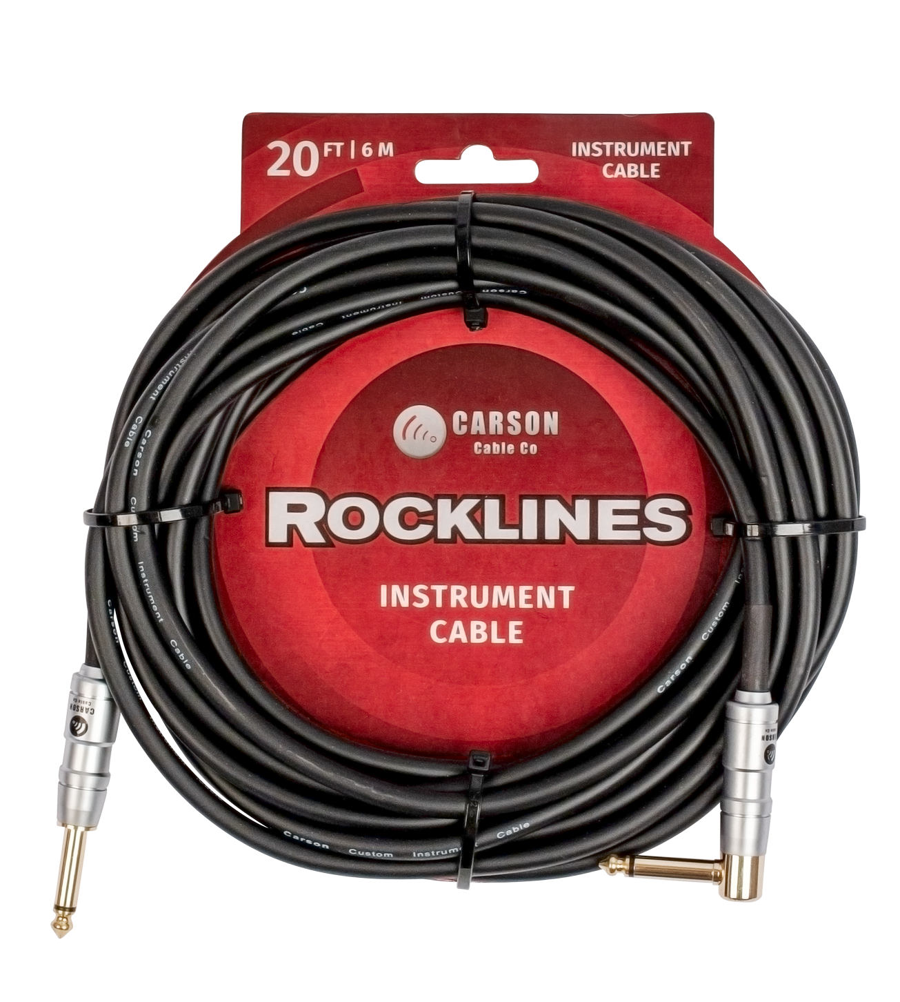 Carson | ROK20SL | 20 ft Noiseless Right Angle Instrument Cable | Black Carson | ROK20SL | 20 ft Noiseless Right Angle Instrument Cable | Black